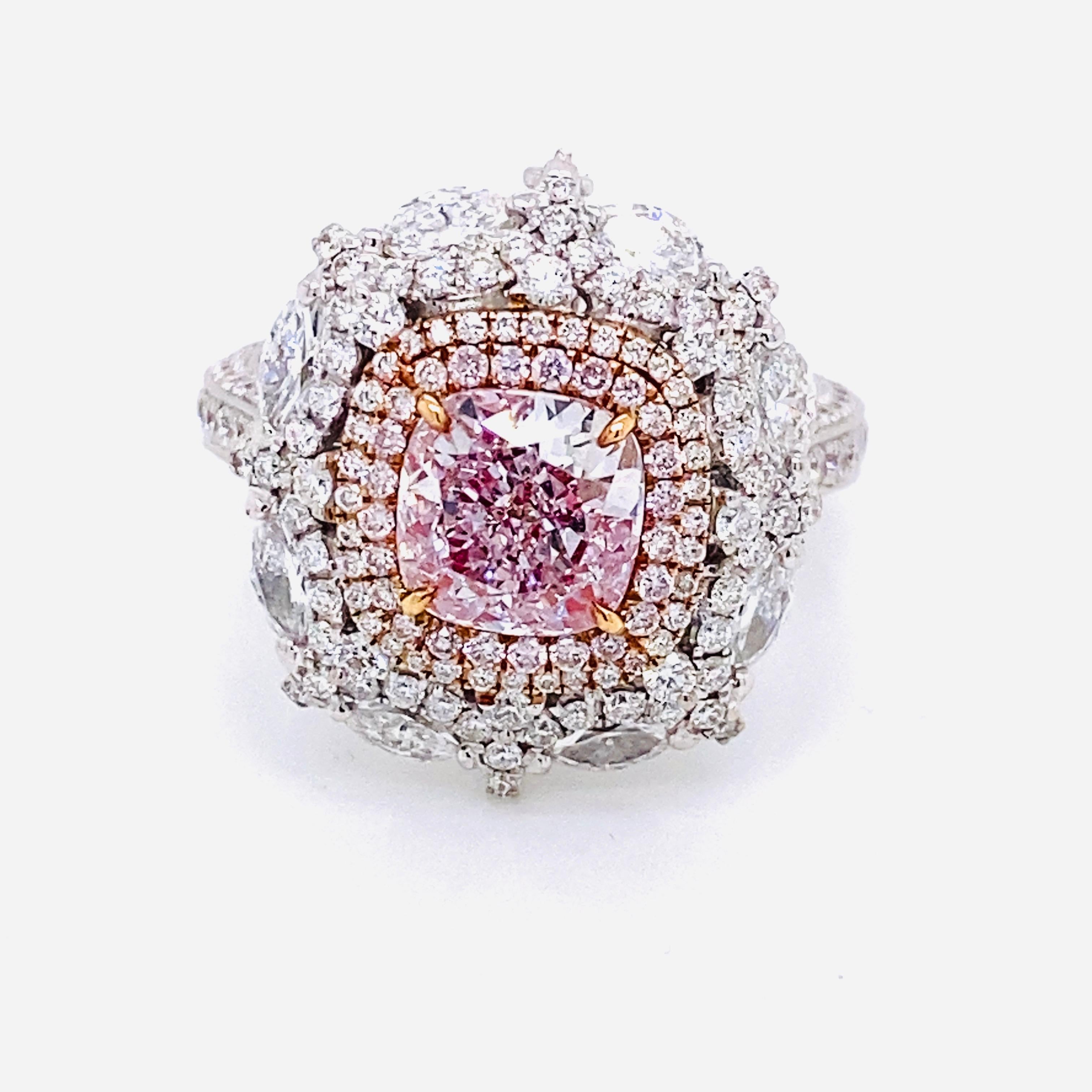 Emilio Jewelry, bague en diamant rose clair pur certifié GIA Neuf - En vente à New York, NY
