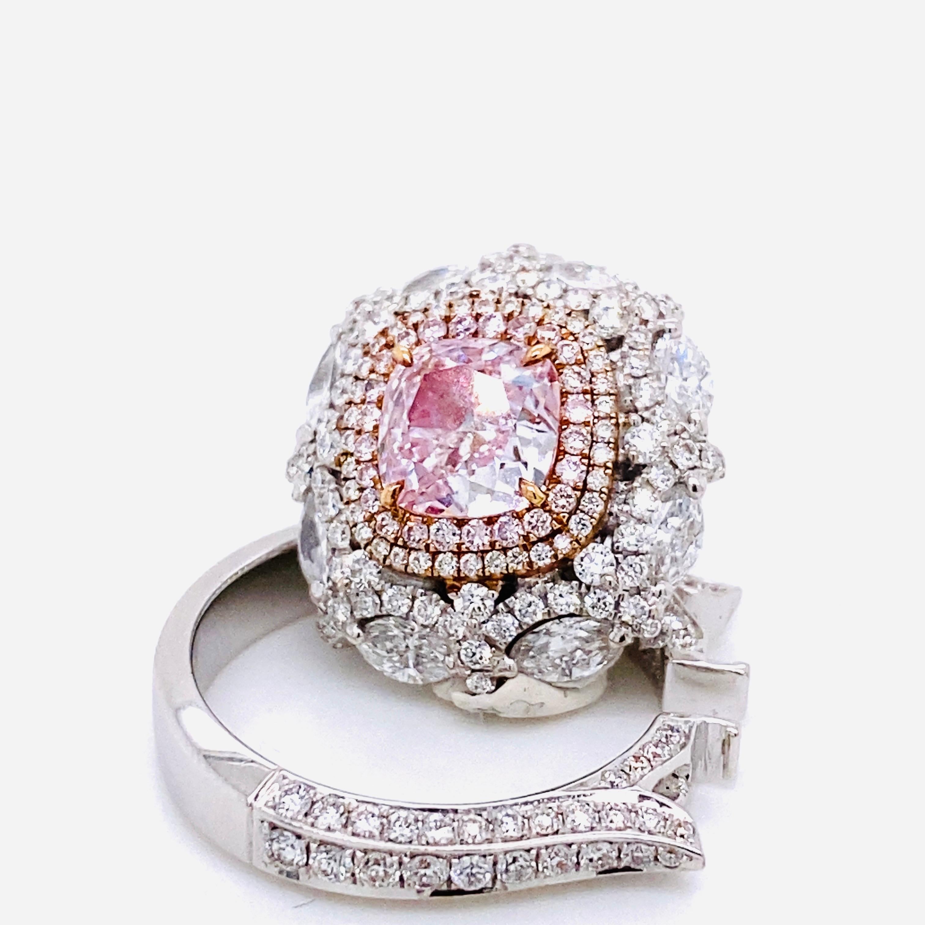 Emilio Jewelry, bague en diamant rose clair pur certifié GIA Unisexe en vente
