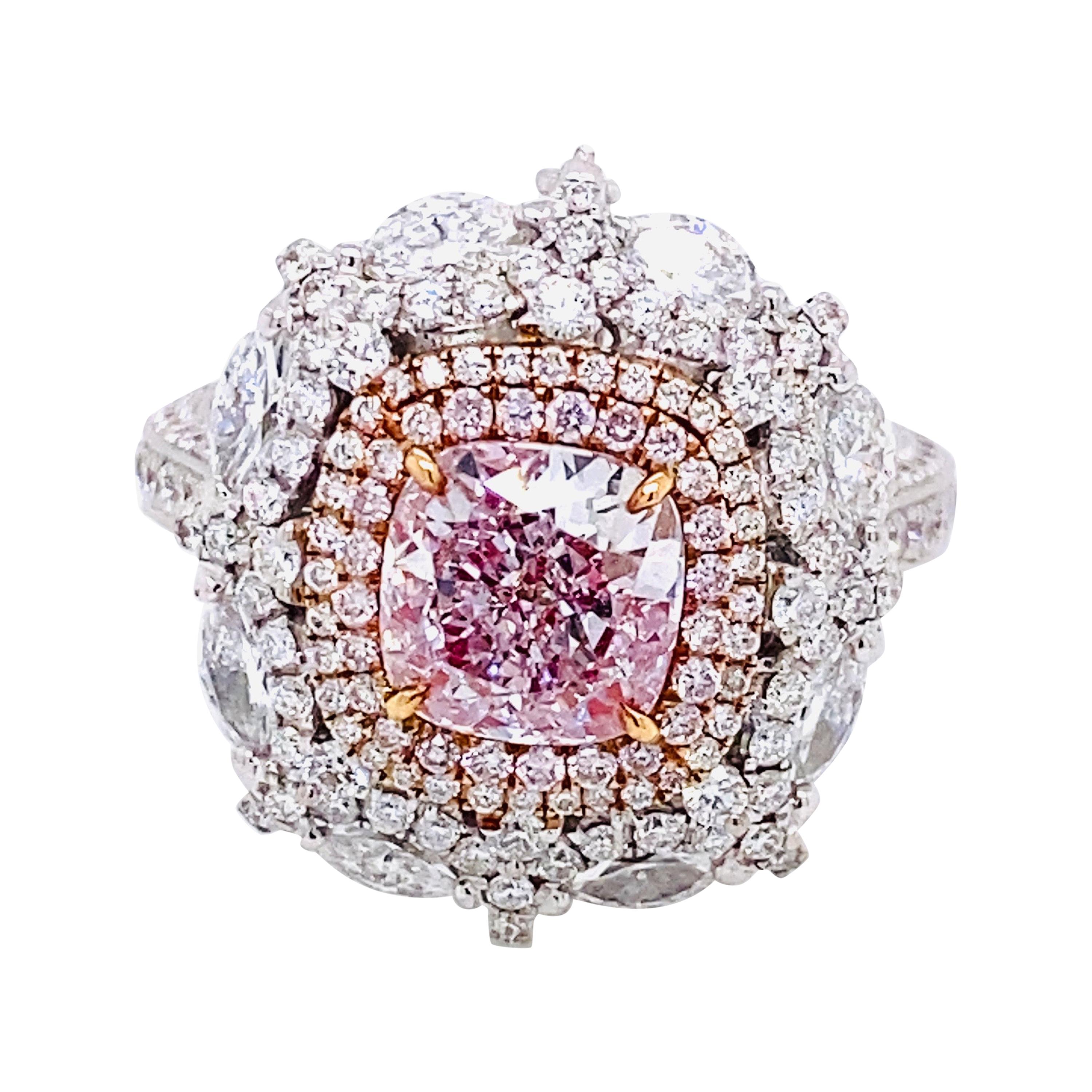 Emilio Jewelry, bague en diamant rose clair pur certifié GIA en vente