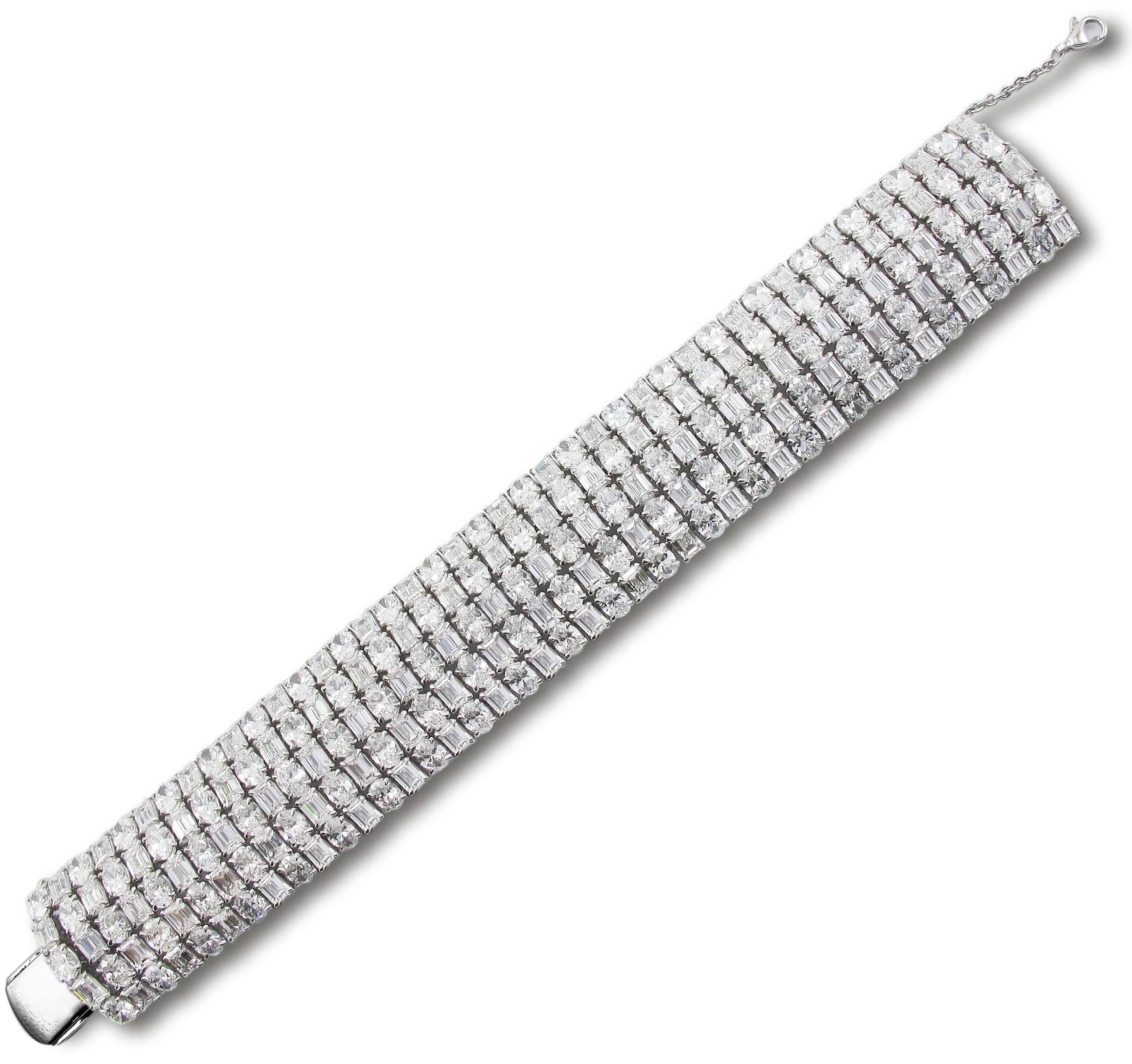 Emerald Cut Emilio Jewelry Gia Certified Red Carpet 65.00 Carat Diamond Bracelet For Sale