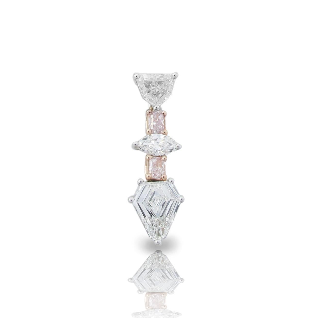 Shield Cut Emilio Jewelry Gia Certified Shield Pink Diamond Pendant  For Sale