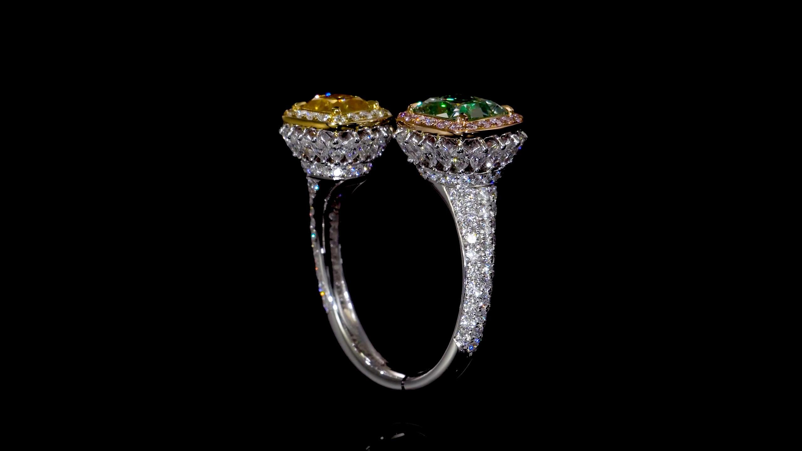 Emilio Jewelry GIA Certified Toi E Moi Natural Exotic Diamond Ring In New Condition For Sale In New York, NY