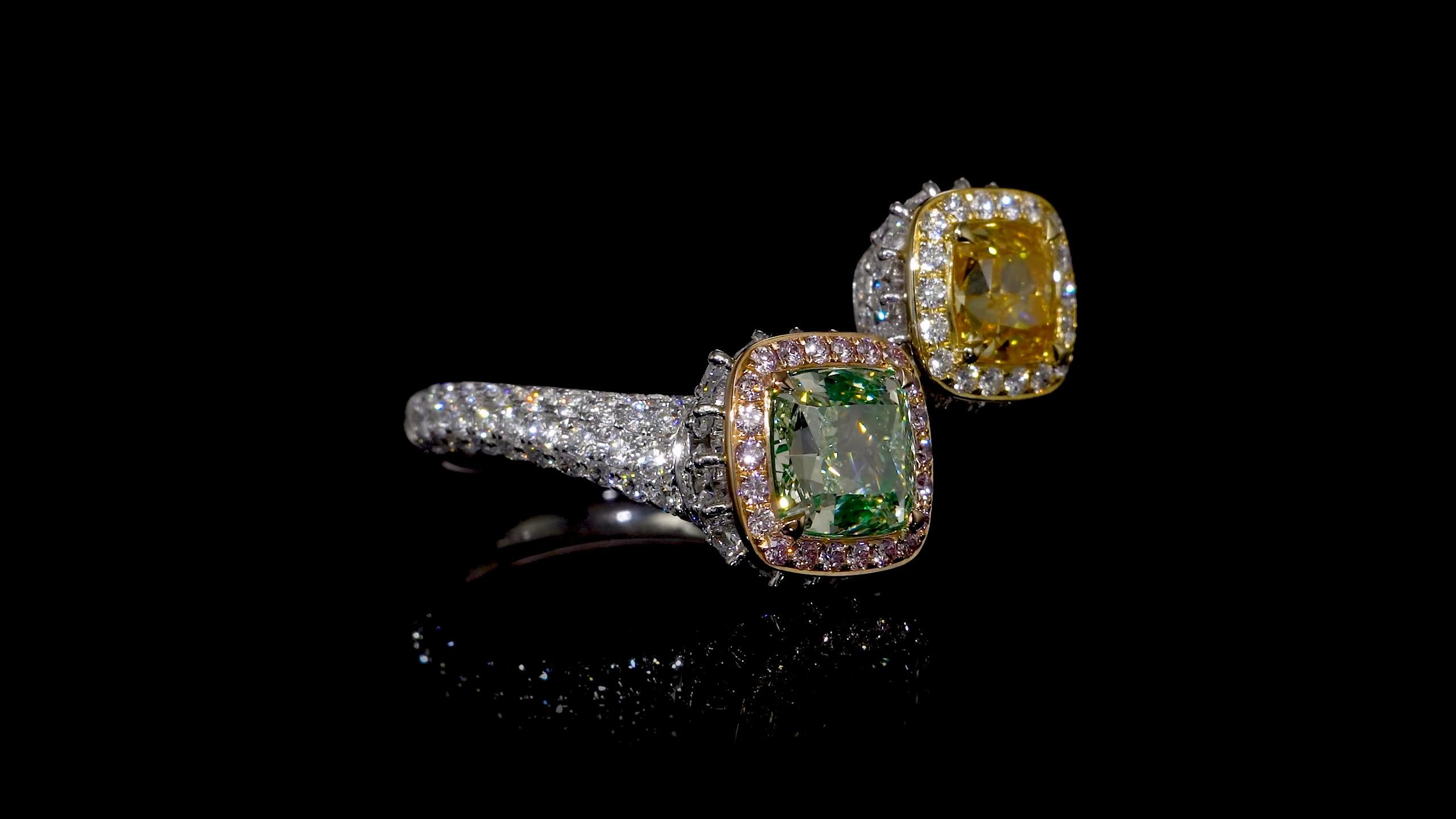 Women's or Men's Emilio Jewelry GIA Certified Toi E Moi Natural Exotic Diamond Ring For Sale