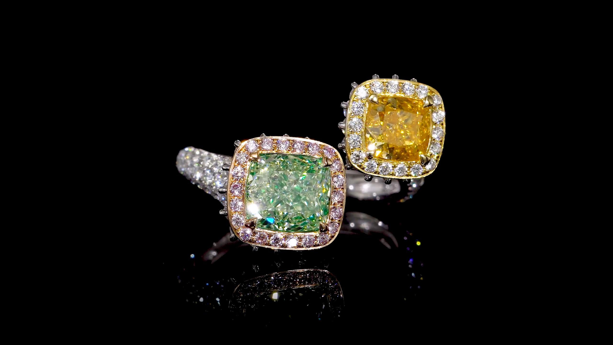 Emilio Jewelry, bague Toi E Moi en diamant exotique naturel certifié GIA en vente 1