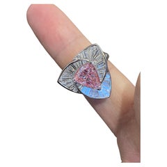 Emilio Jewelry GIA Certified Trilliant Cut Pink Diamond Ring