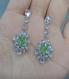Emilio Jewelry GIA Emilio Jewelry Gia Certified 4.00 Carat Green Diamond Earring