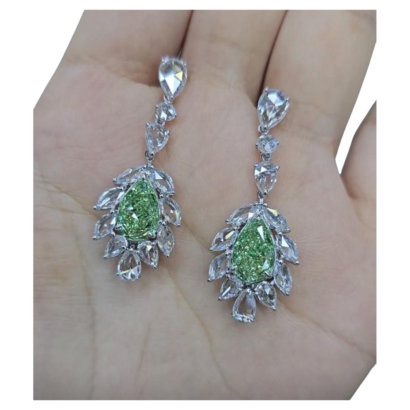 Emilio Jewelry GIA Emilio Jewelry Gia Certified 4.00 Carat Green Diamond Earring
