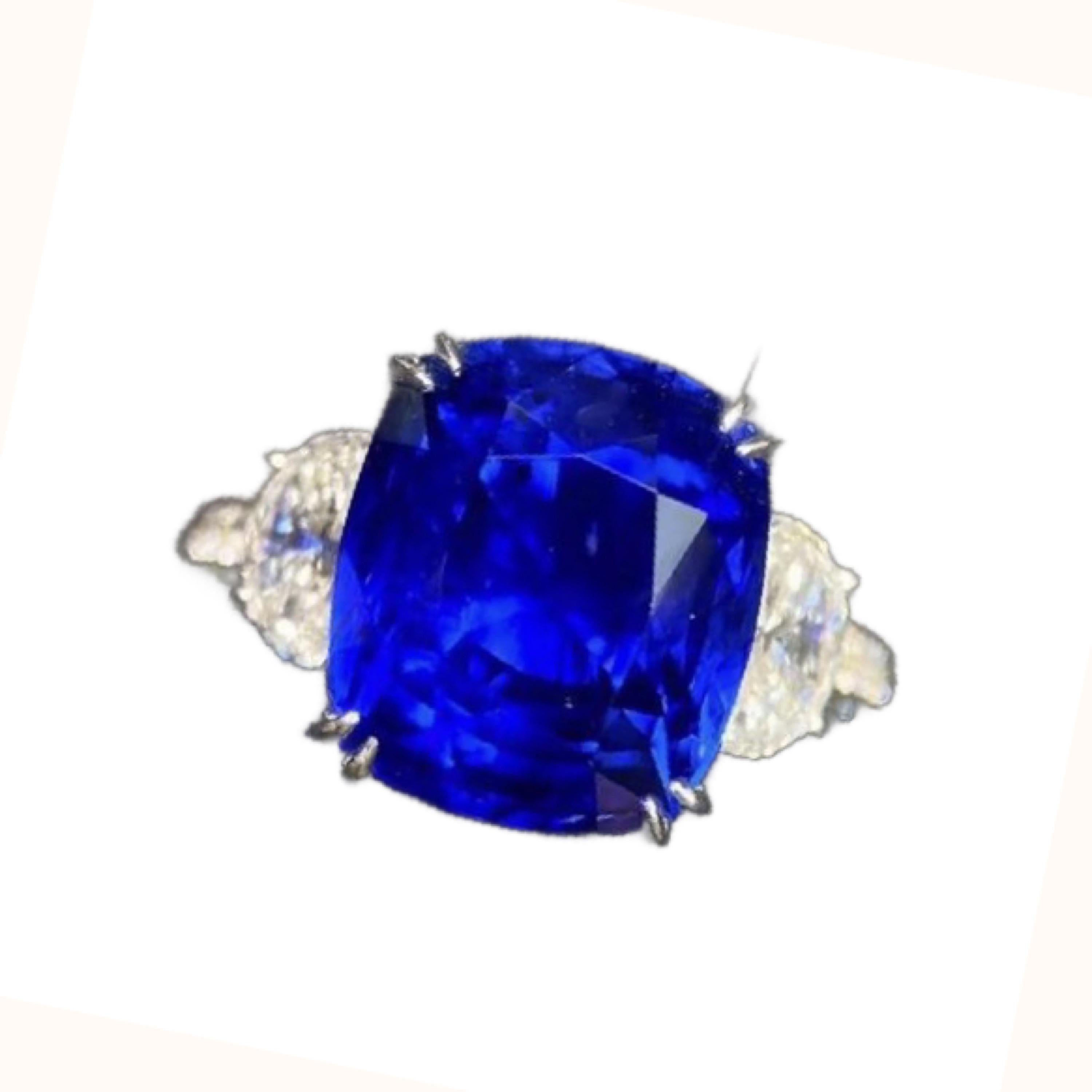 Emilio Jewelry Grs Certified 10 Carat No Heat Royal Blue Sapphire Ring In New Condition For Sale In New York, NY