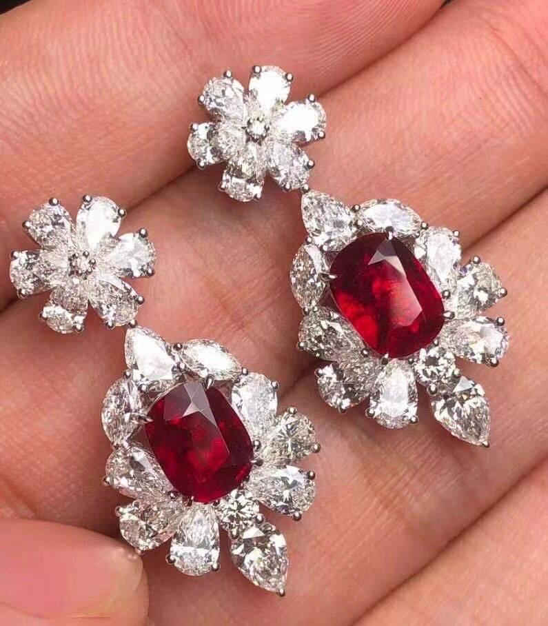Emilio Jewelry Grs Certified 11.00 Carat Burma No Heat Earrings  In New Condition For Sale In New York, NY
