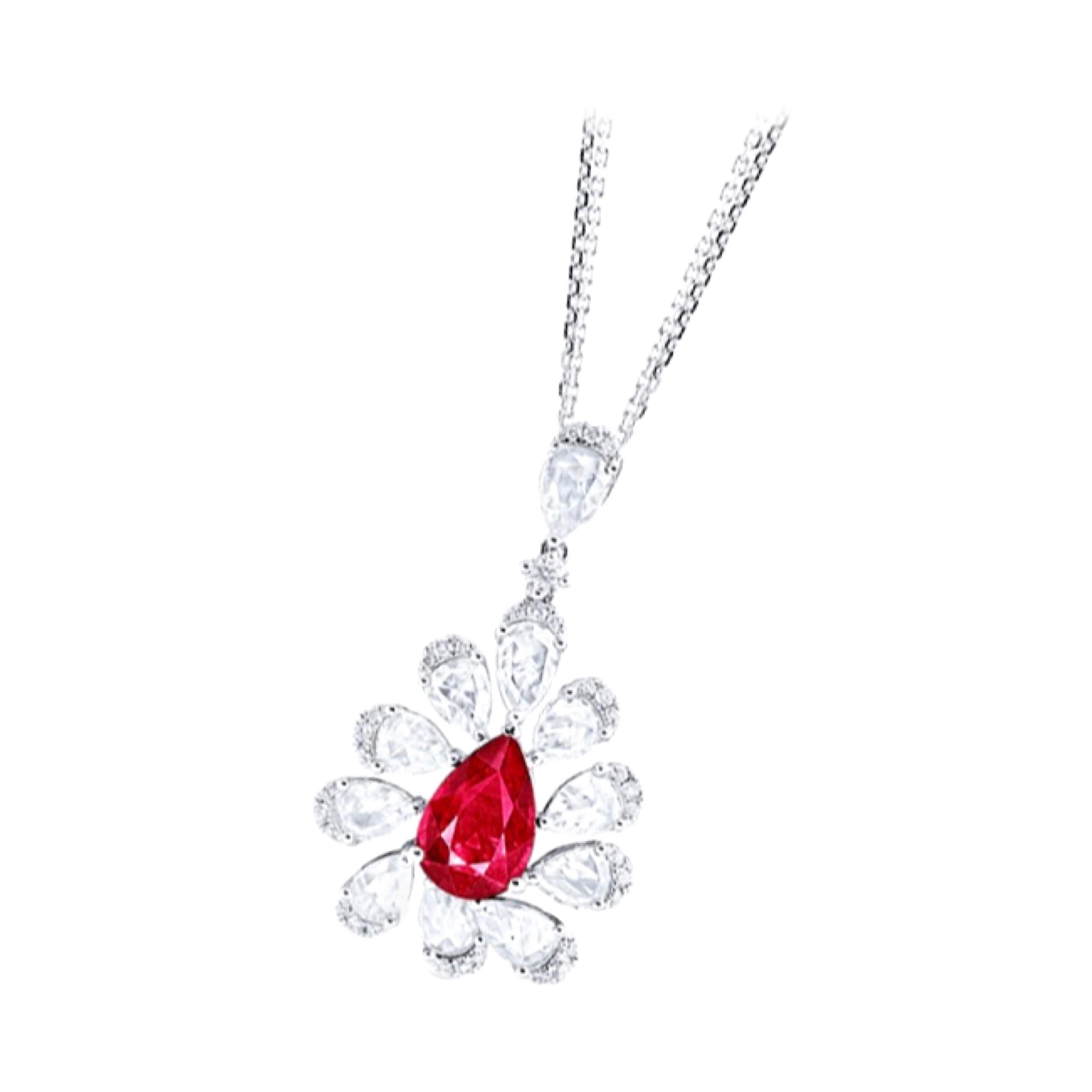 Emilio Jewelry, collier en rubis rouge vif non traité certifié GRS de 2,00 carats en vente