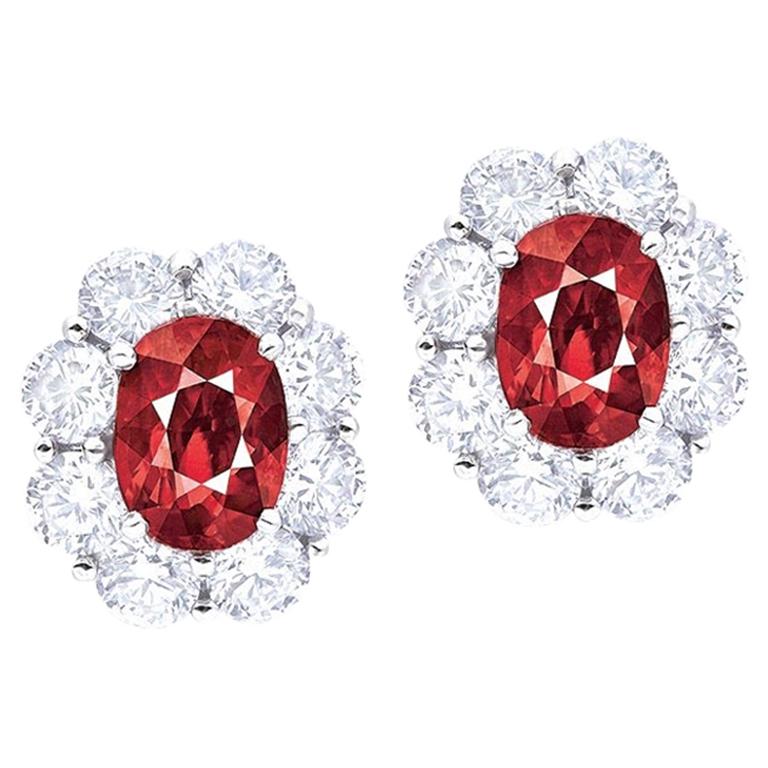 Emilio Jewelry GRS Certified 6.00 Carat Untreated Pigeons Blood Ruby Earrings For Sale