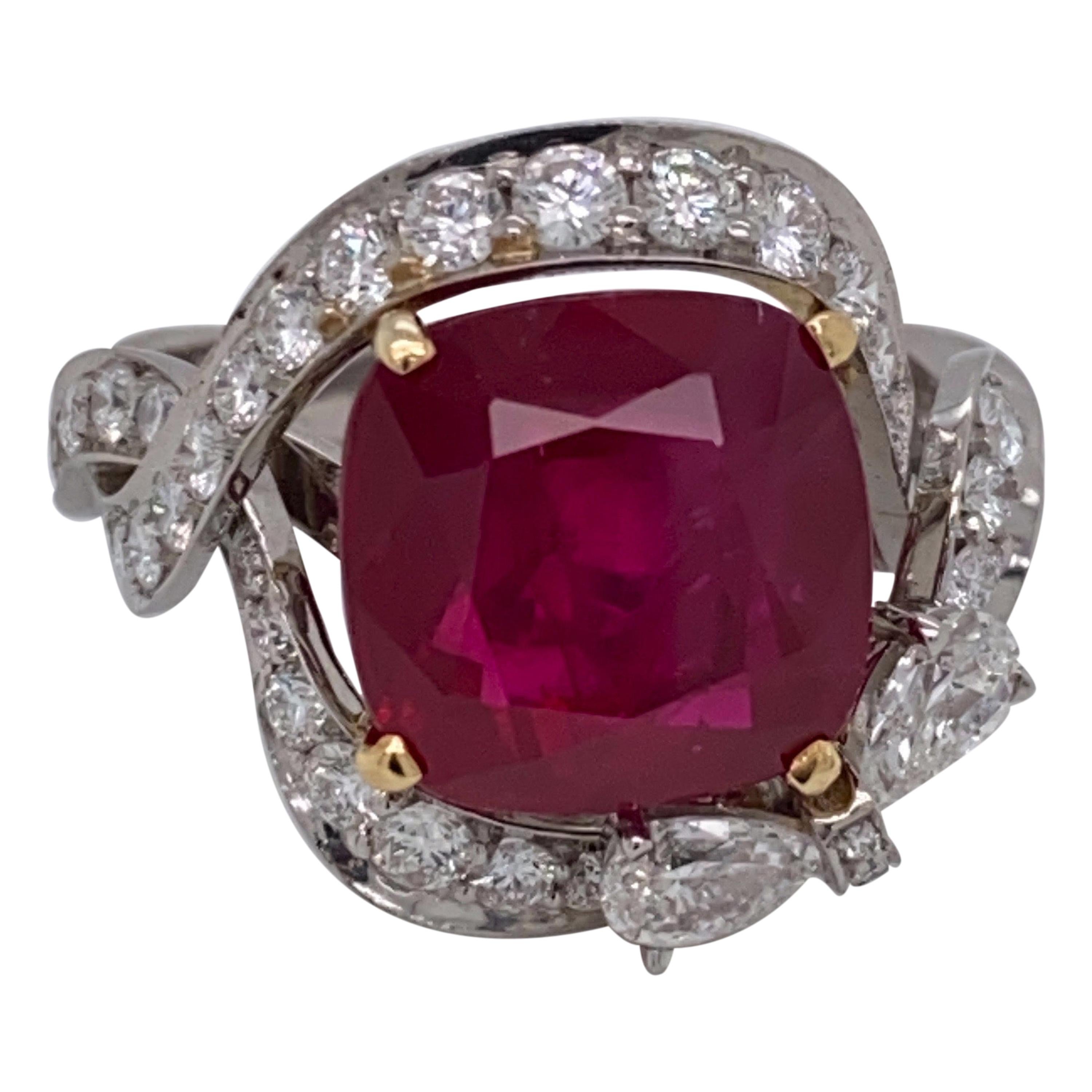 Emilio Jewelry GRS Certified 6.50 Carat Pigeons Blood Burmese Ruby Ring