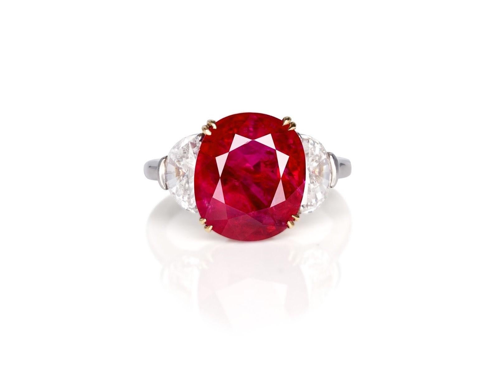 Emilio Jewelry Anillo de rubí de sangre de paloma de Birmania sin calor de 7,50 quilates con certificado GRS en Nuevo estado para la venta en New York, NY