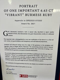 Emilio Joyas Grs Certificado Birmania Sin Calor Rubí