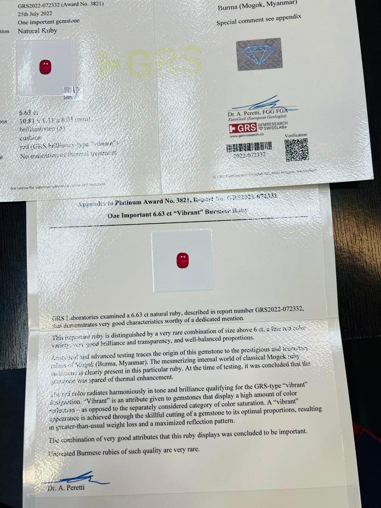 Emilio Jewelry Grs Certified Burma No Heat Ruby In New Condition For Sale In New York, NY