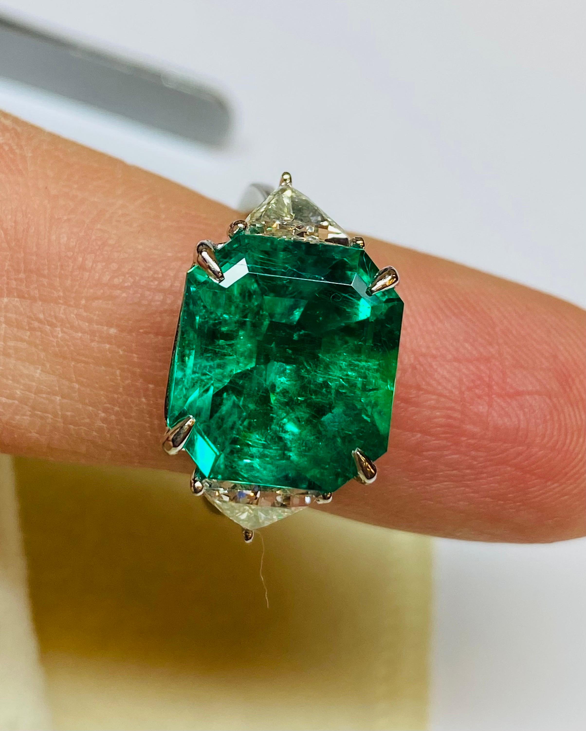 Emilio Schmuck Gubelin zertifiziert 10,02 Karat Muzo kolumbianischen Smaragd Ring im Zustand „Neu“ im Angebot in New York, NY
