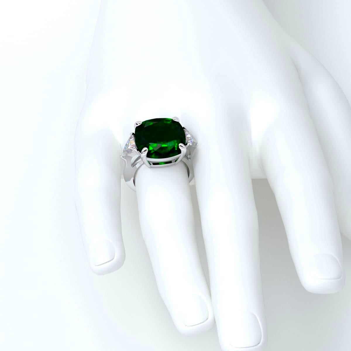 Women's Emilio Jewelry Gubelin Certified 13.50 Carat Emerald Diamond Ring For Sale