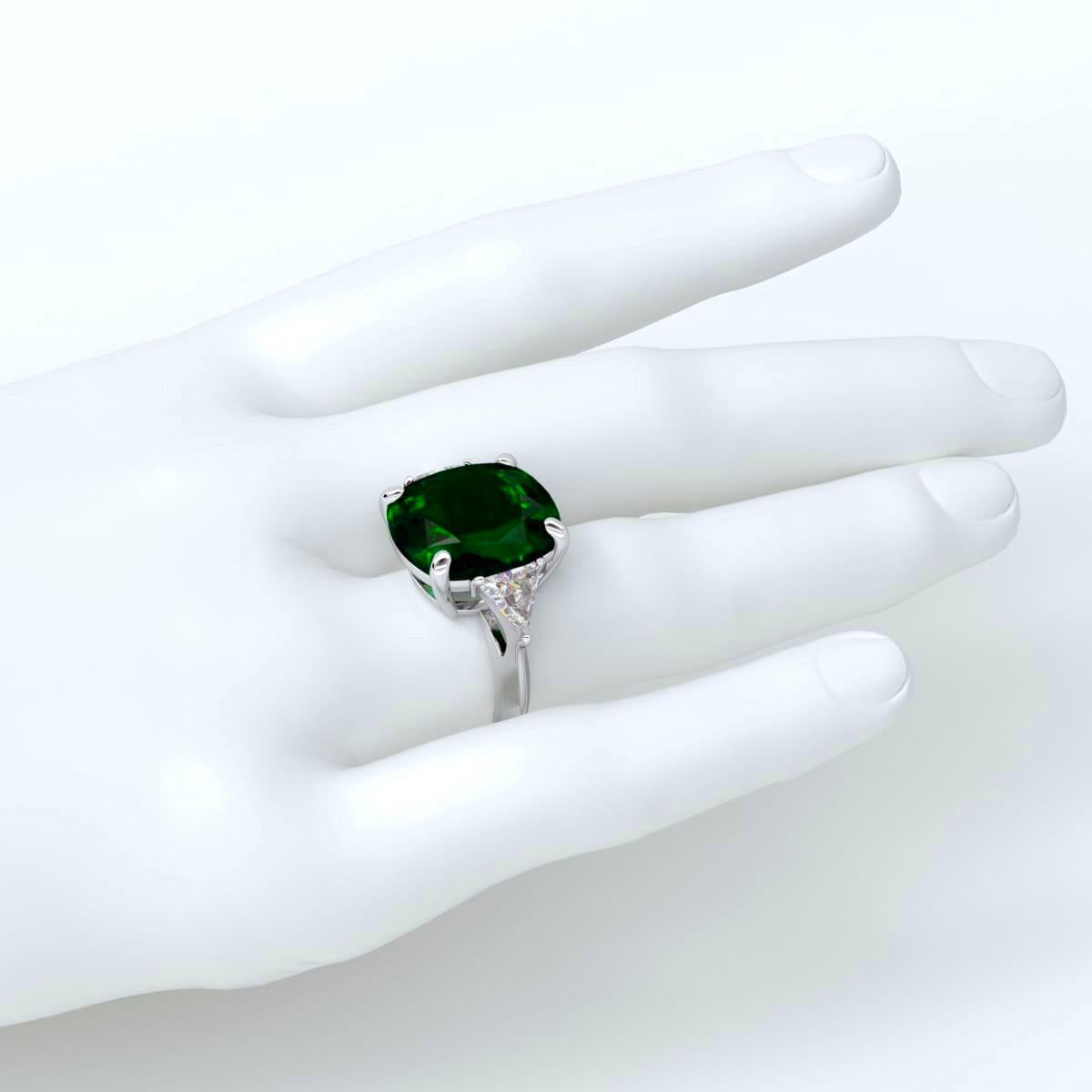 Emilio Jewelry Gubelin Certified 13.50 Carat Emerald Diamond Ring For Sale 1