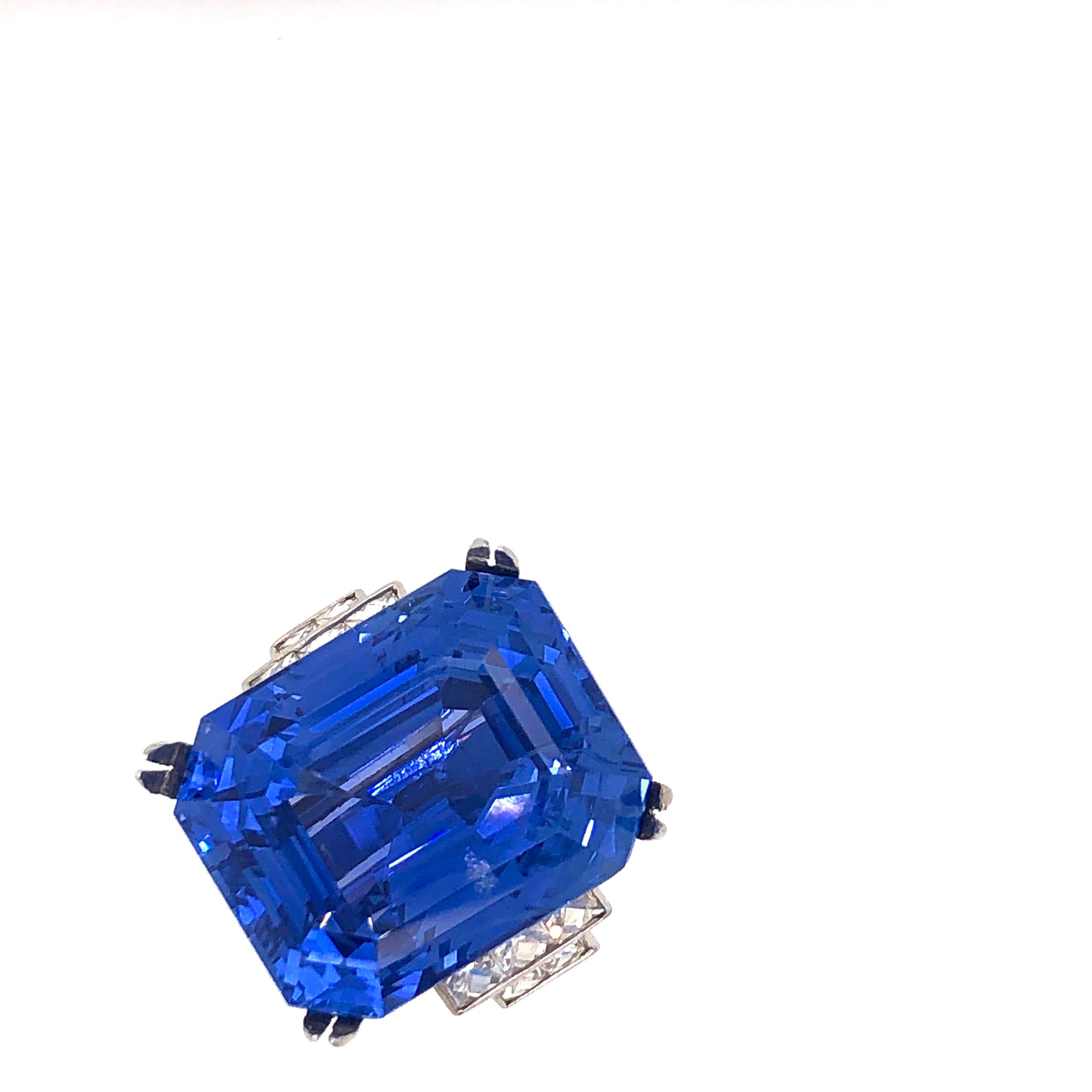 Emilio Jewelry Gubelin Certified 43.00 Carat Unheated Ceylon Sapphire Ring In New Condition For Sale In New York, NY