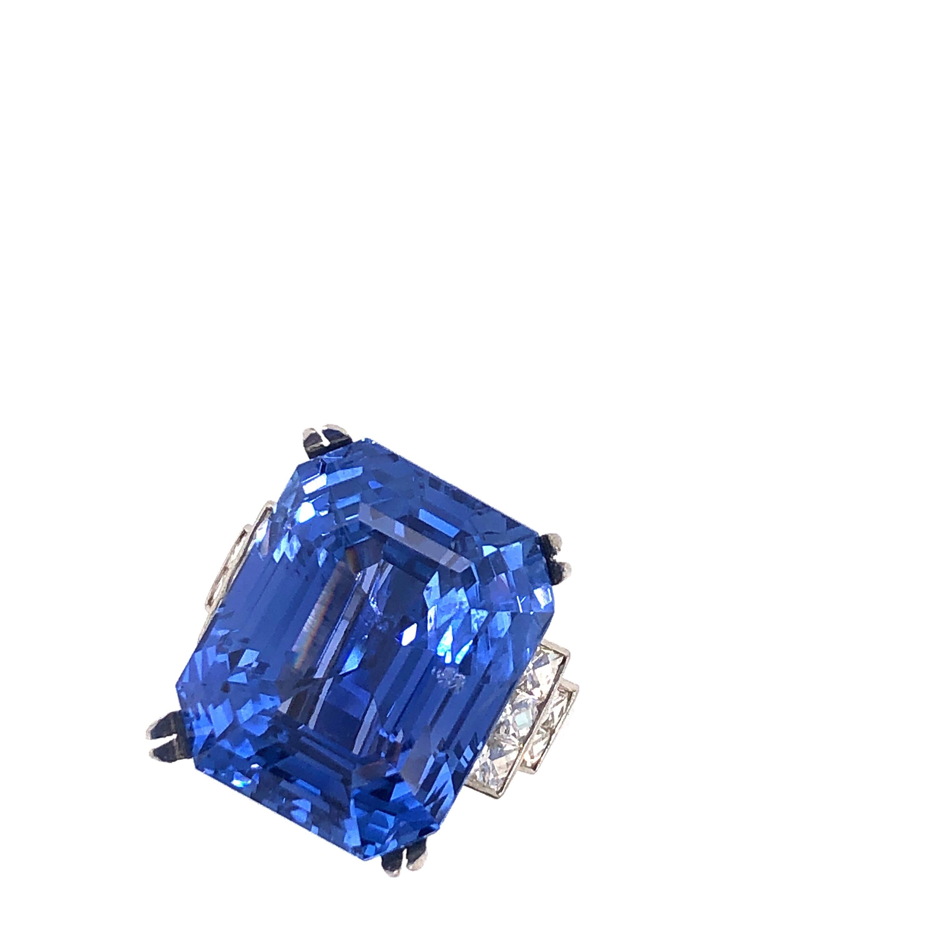 Women's or Men's Emilio Jewelry Gubelin Certified 43.00 Carat Unheated Ceylon Sapphire Ring For Sale