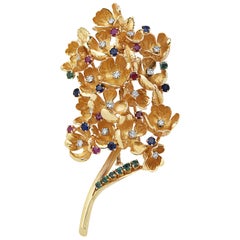 Emilio Joyas Broche Flor de Rubí Hecho a Mano