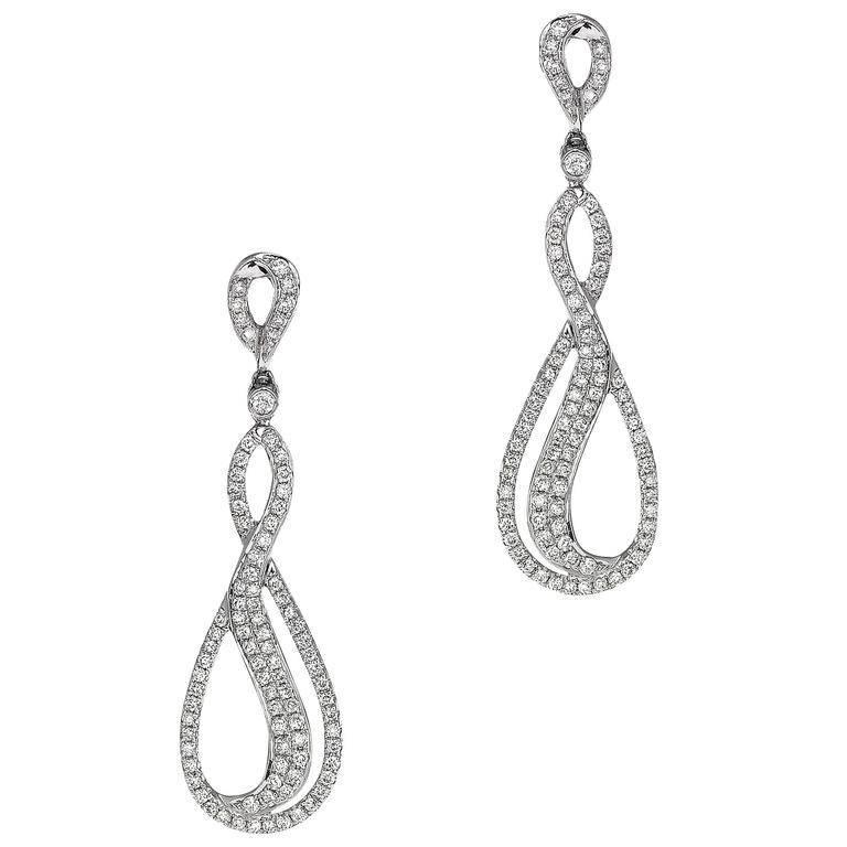Round Cut Emilio Jewelry Long Diamond Dangle Earrings