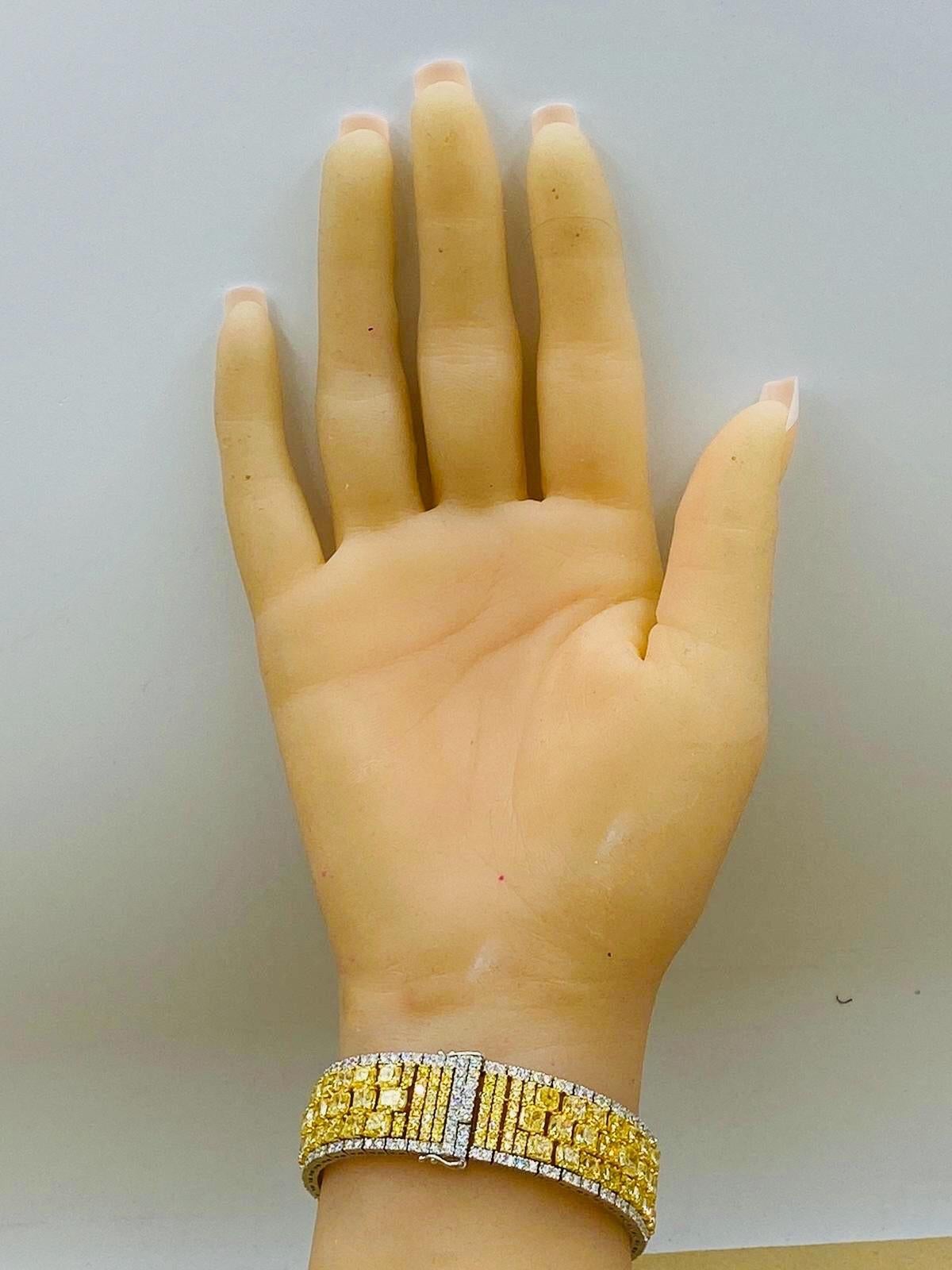 Emilio Jewelry Bracelet en diamants jaunes naturels de 47 carats en vente 6