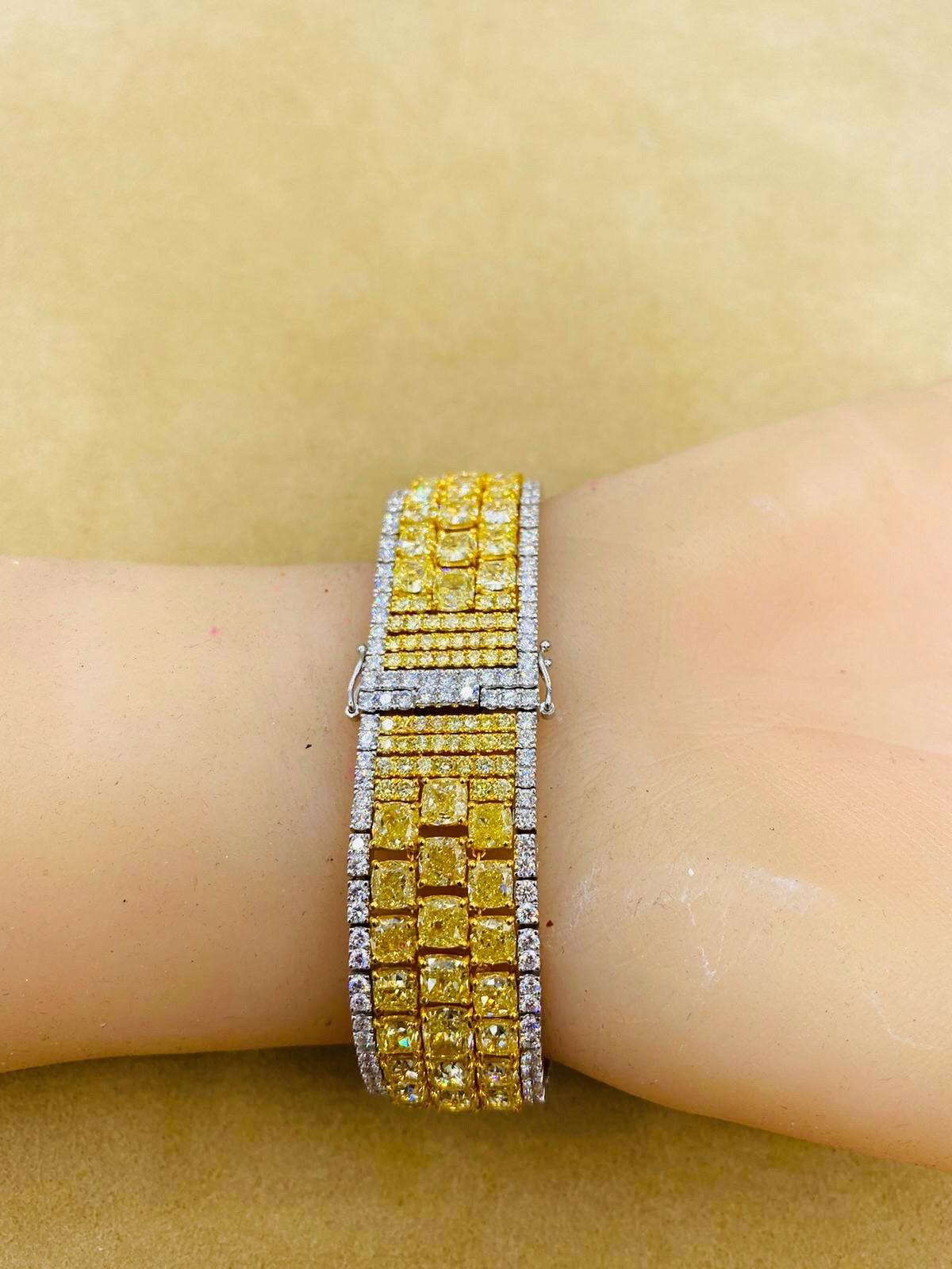 Emilio Jewelry Bracelet en diamants jaunes naturels de 47 carats en vente 7