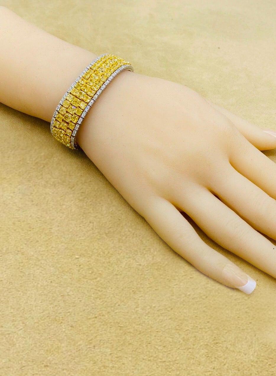 Emilio Jewelry Natural 47 Carat Yellow Diamond Bracelet For Sale 8