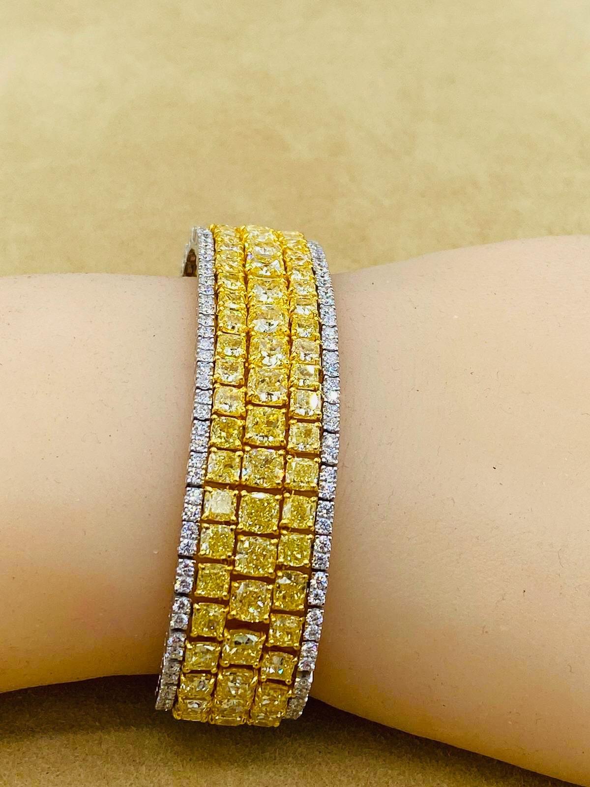 Emilio Jewelry Natural 47 Carat Yellow Diamond Bracelet For Sale 9