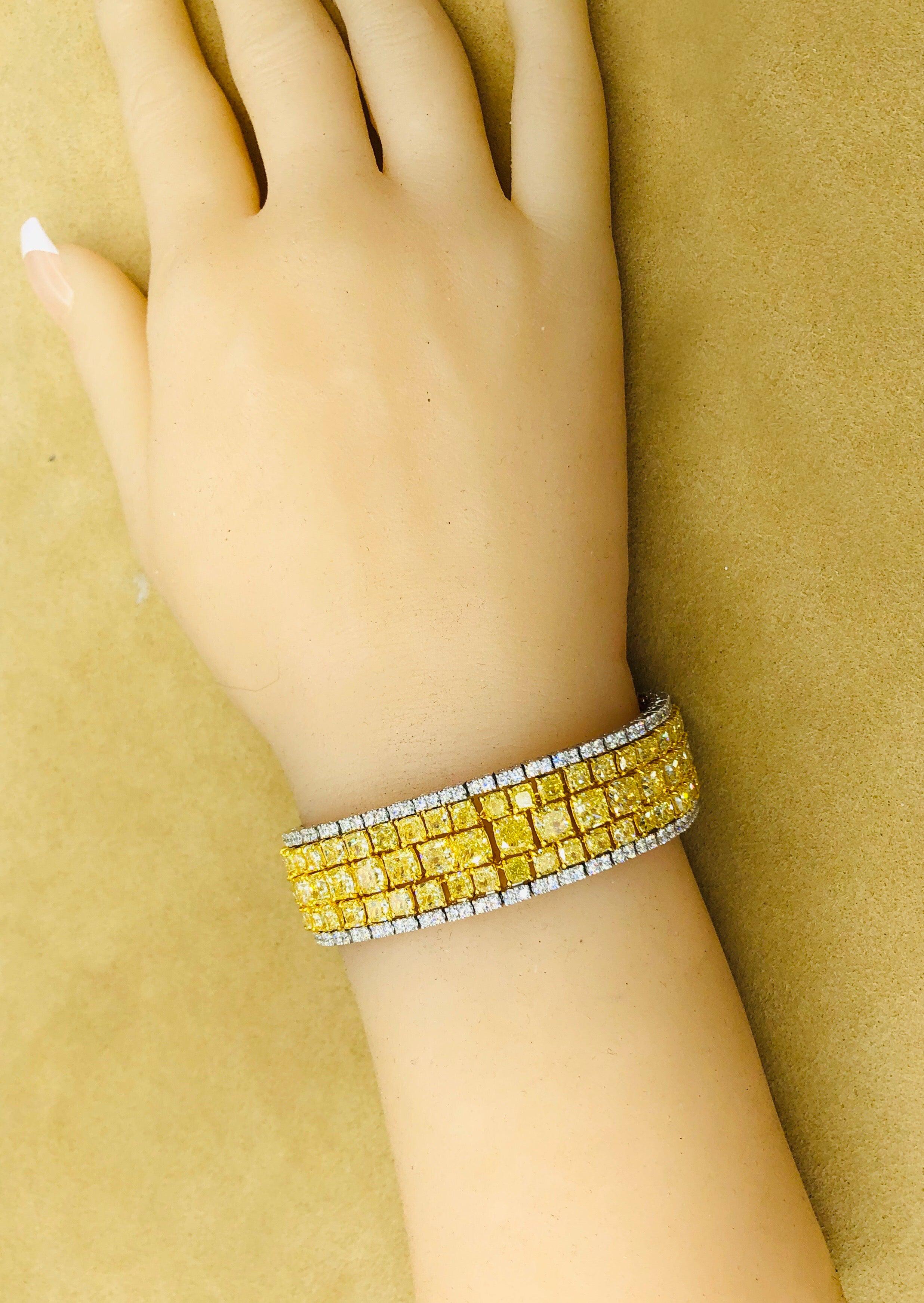 Emilio Jewelry Bracelet en diamants jaunes naturels de 47 carats en vente 11