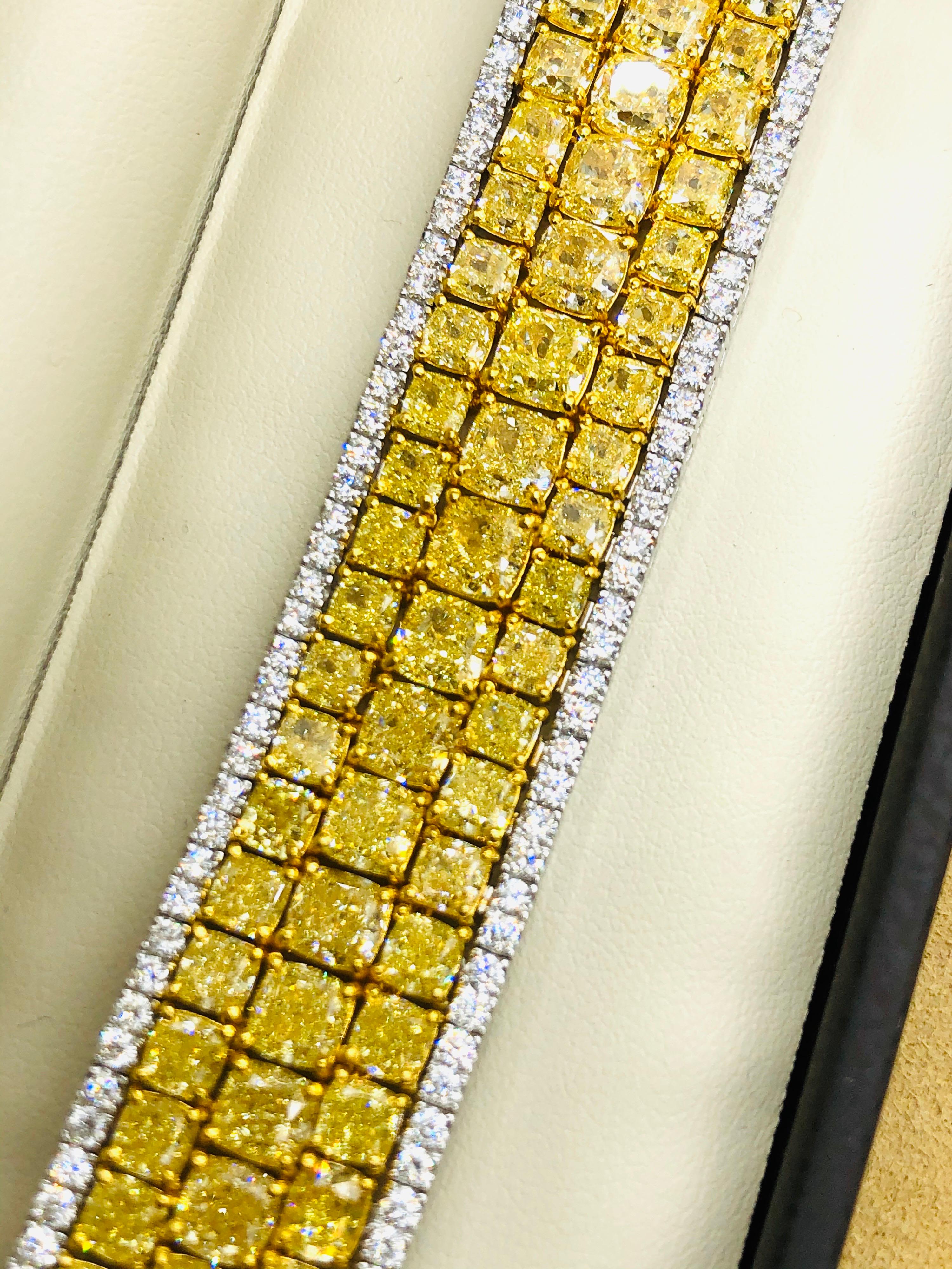 Emilio Jewelry Bracelet en diamants jaunes naturels de 47 carats en vente 12