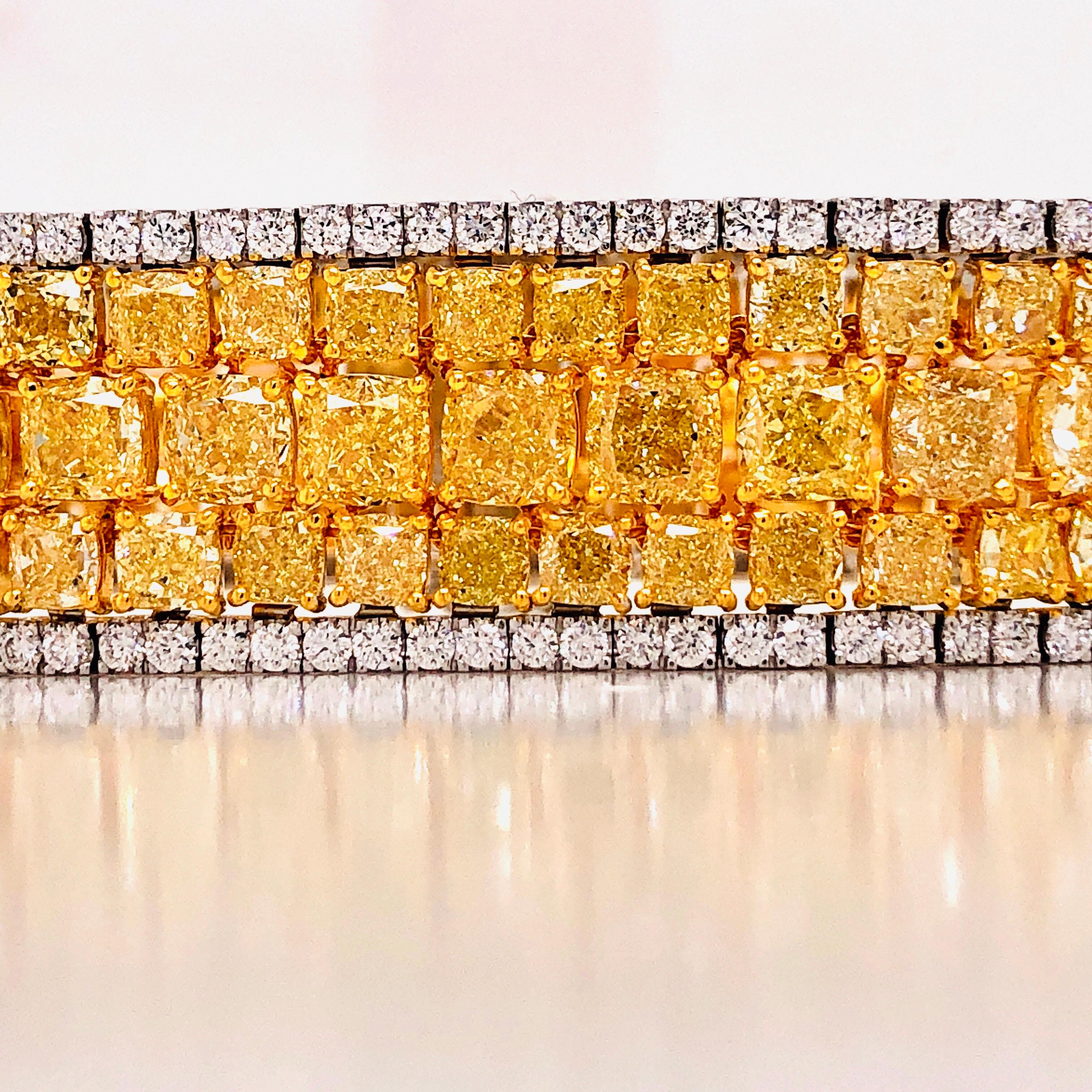 Emilio Jewelry Natürliches 47 Karat gelbes Diamant-Armband im Zustand „Neu“ im Angebot in New York, NY