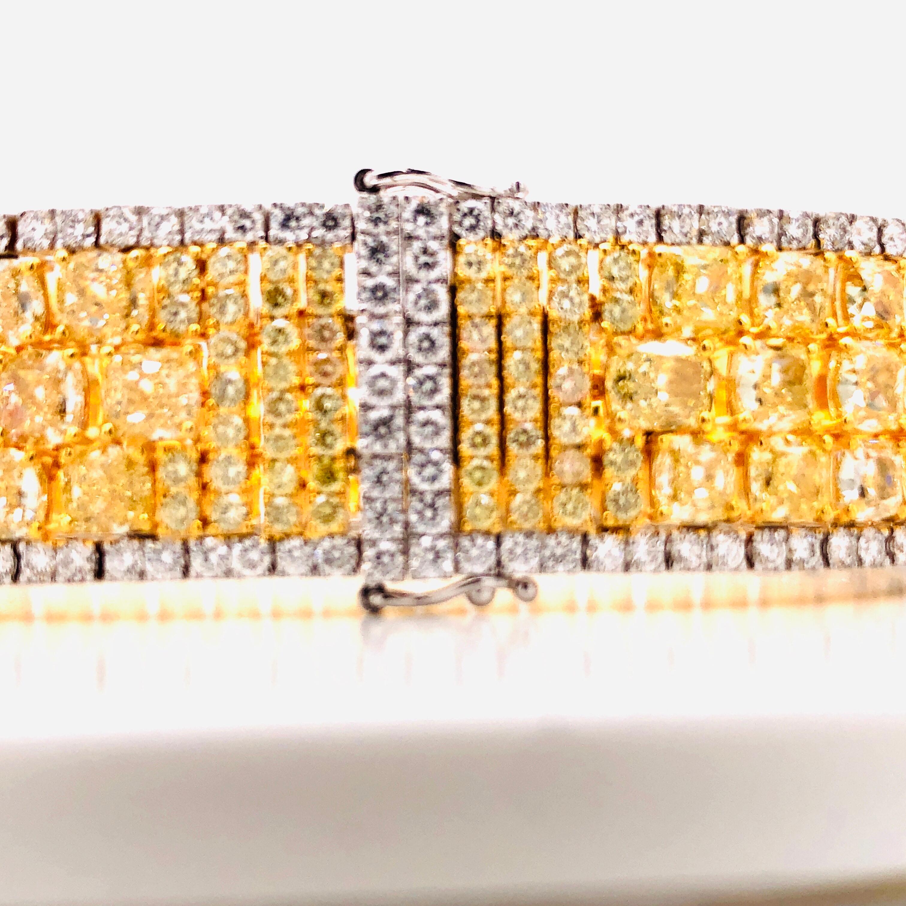 Women's or Men's Emilio Jewelry Natural 47 Carat Yellow Diamond Bracelet For Sale
