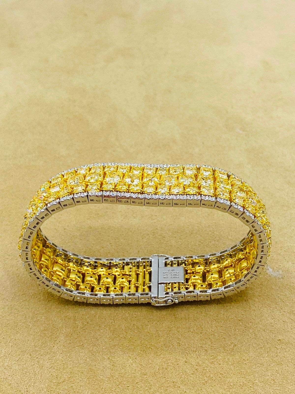 Emilio Jewelry Bracelet en diamants jaunes naturels de 47 carats en vente 3