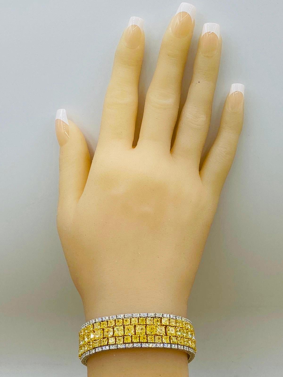 Emilio Jewelry Bracelet en diamants jaunes naturels de 47 carats en vente 5