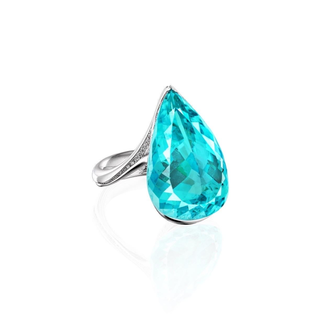 Pear Cut Emilio Jewelry Natural Paraiba Ring  For Sale