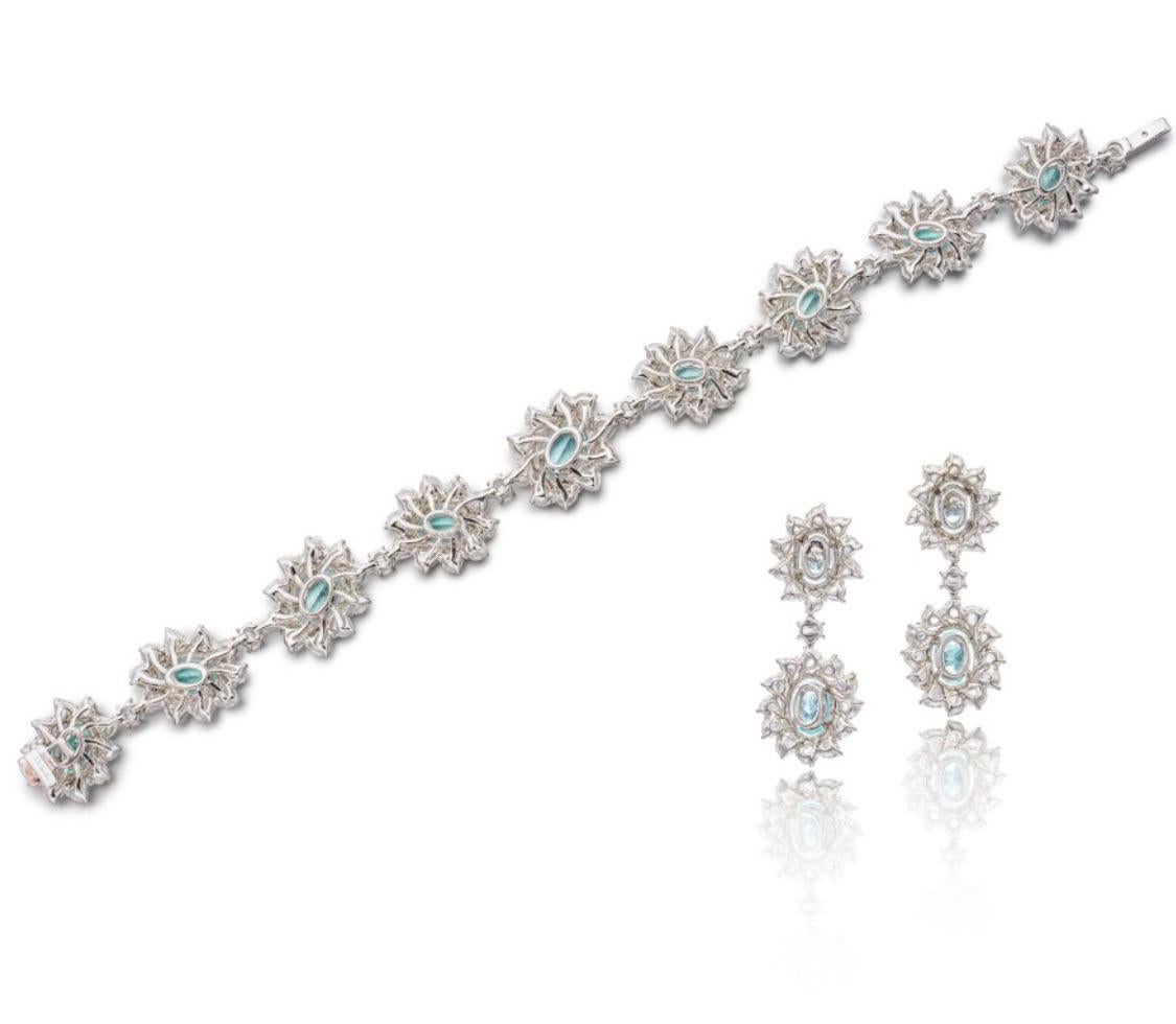Emilio Jewelry parure bracelet et boucles d'oreilles Paraiba Neuf - En vente à New York, NY