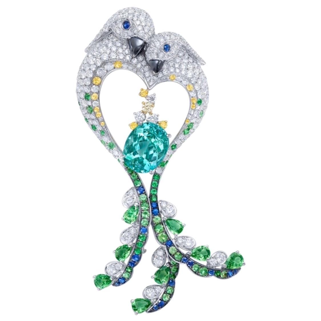 Emilio Jewelry Paraiba Diamond Brooch