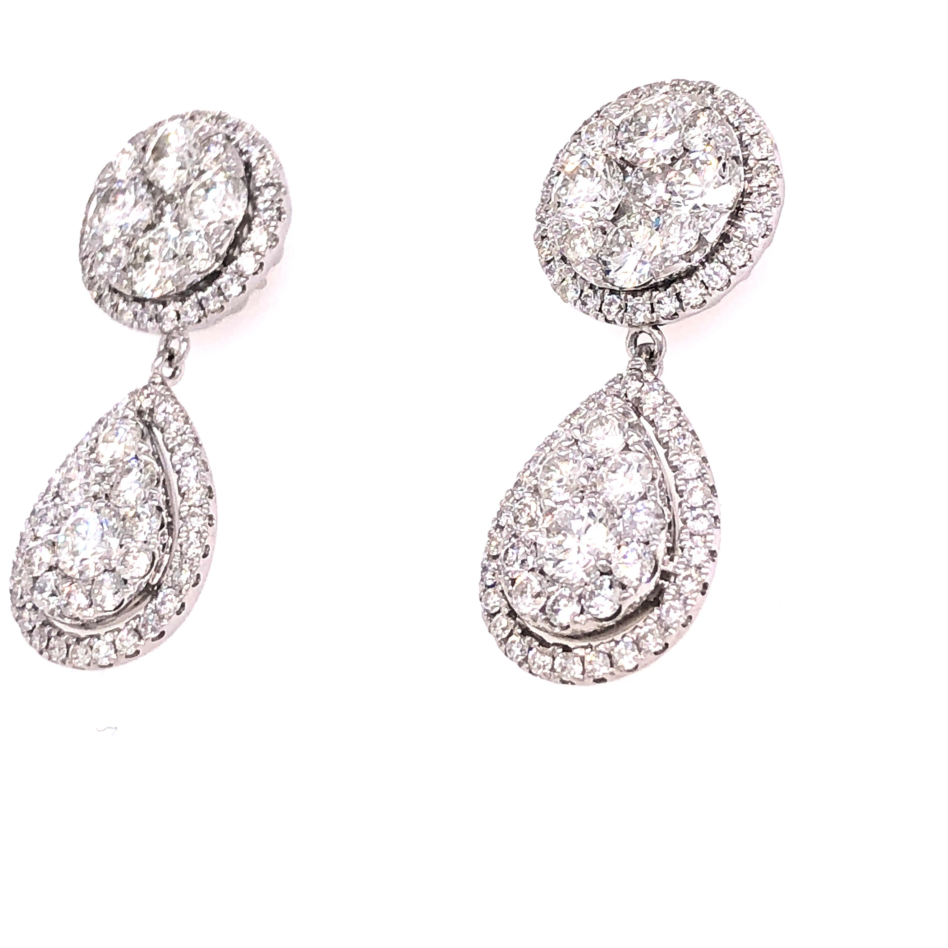 Round Cut Emilio Jewelry Pear Drop Diamond Earrings For Sale