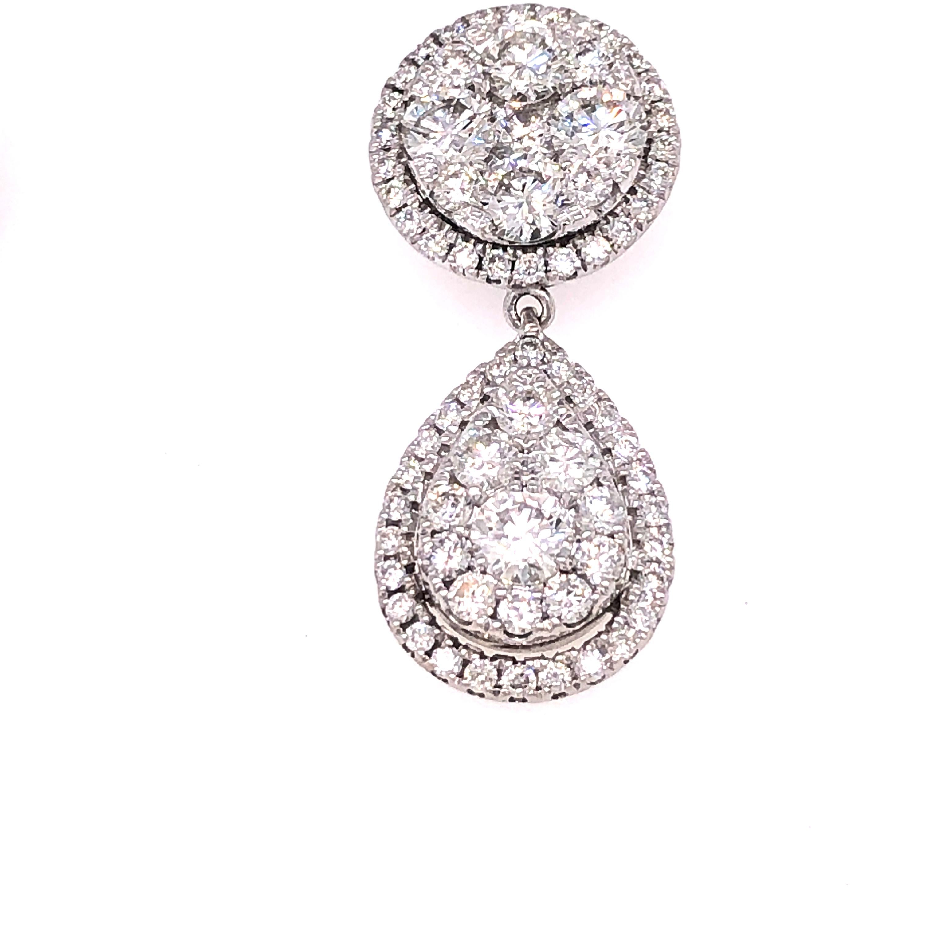 Women's Emilio Jewelry Pear Drop Diamond Earrings For Sale