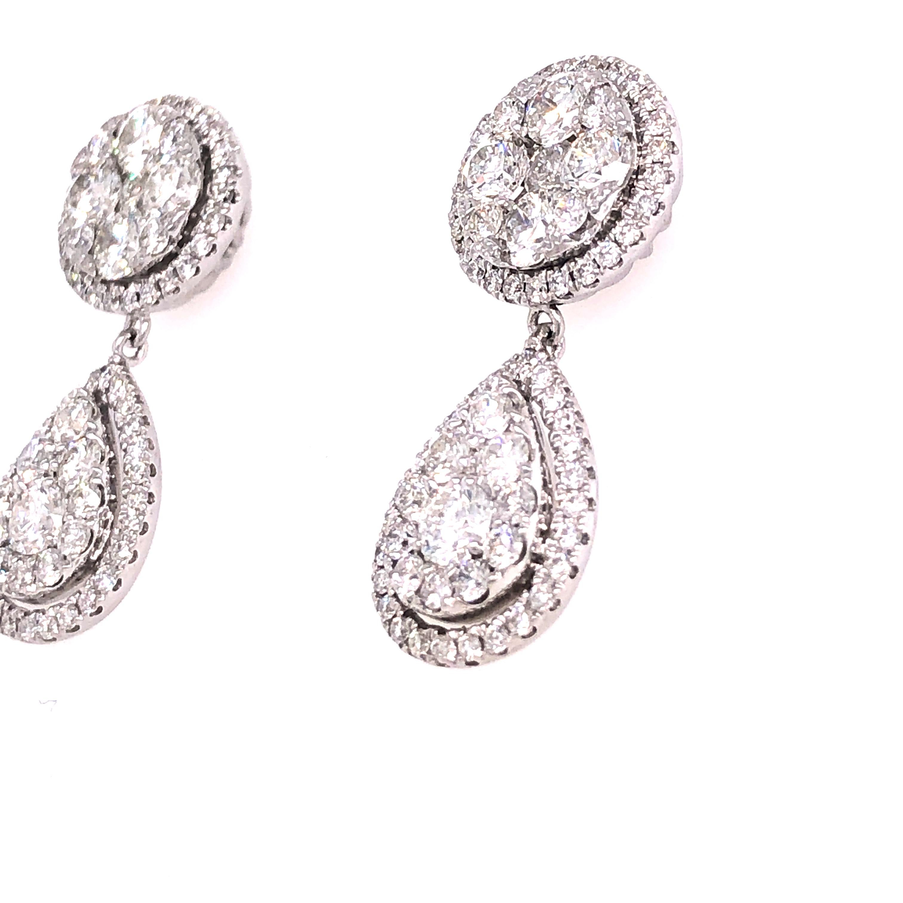 Emilio Jewelry Pear Drop Diamond Earrings For Sale 1