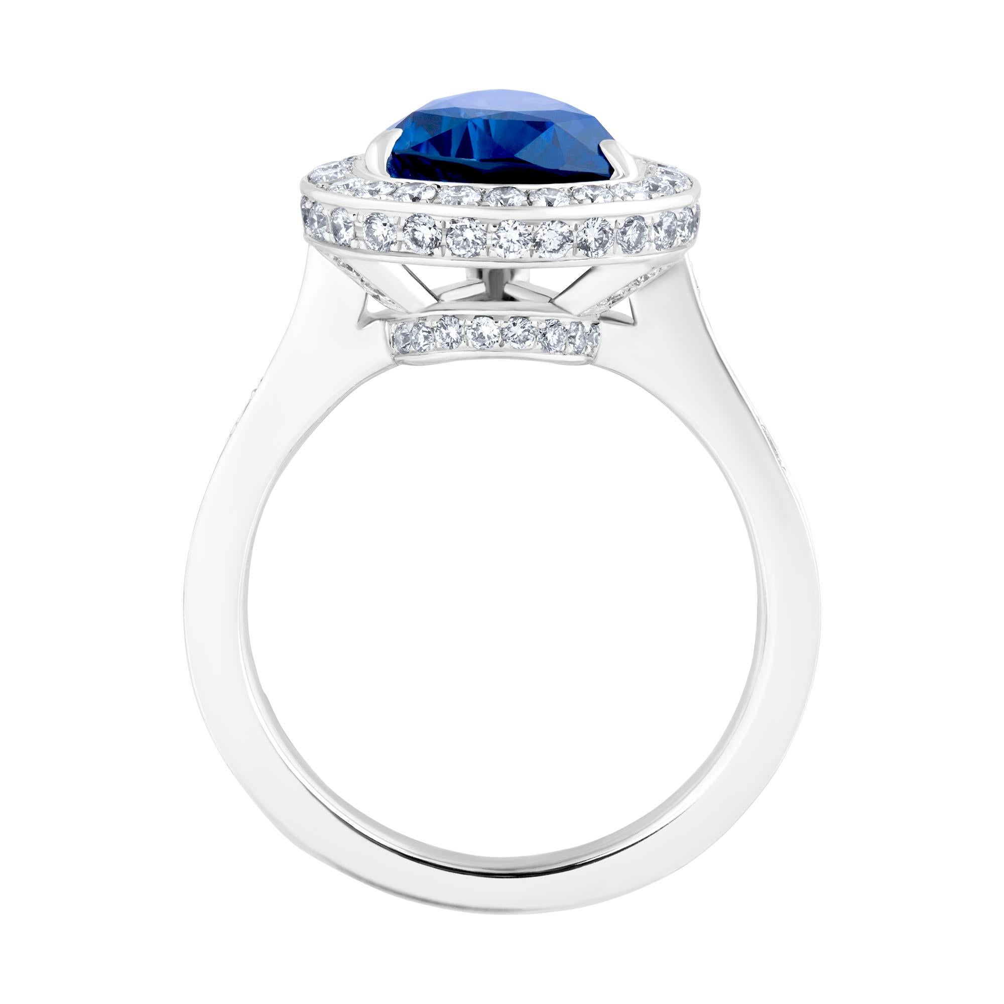 Women's Emilio Jewelry Pear Shape Certified Sapphire Diamond Ring