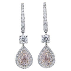 Emilio Jewelry Pink and White Diamond Drop Earrings