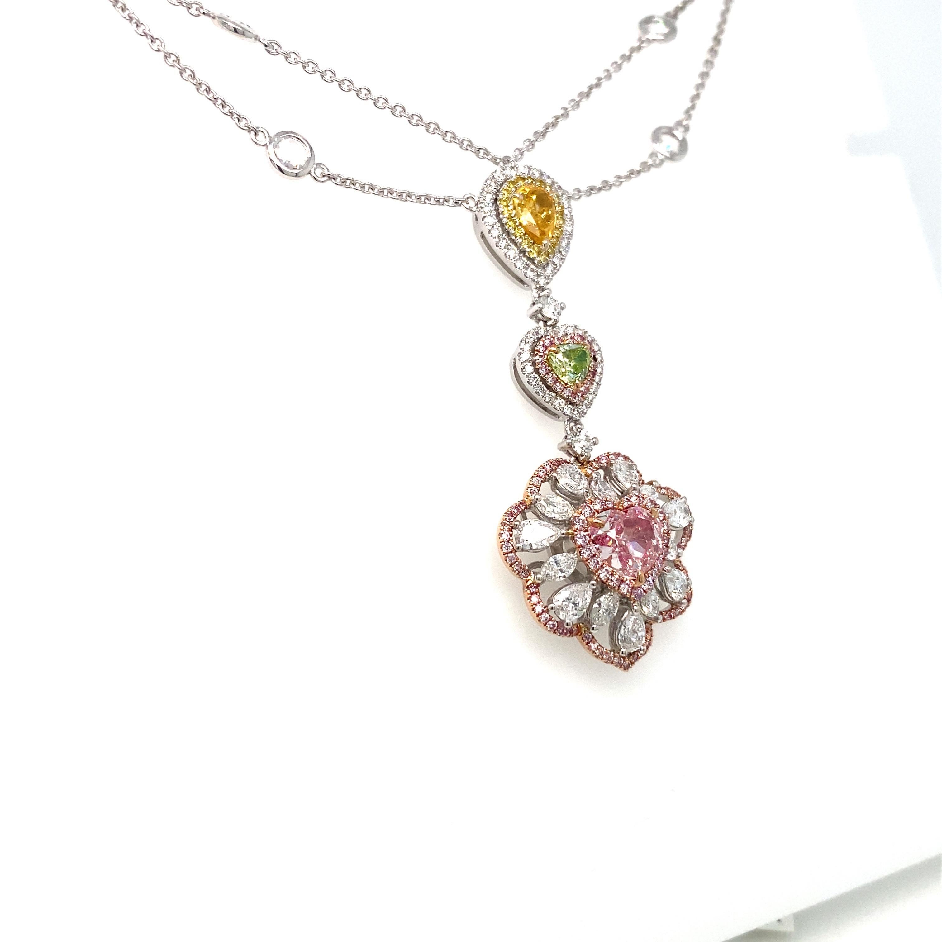 Heart Cut Emilio Jewelry Pink Diamond Heart Necklace  For Sale