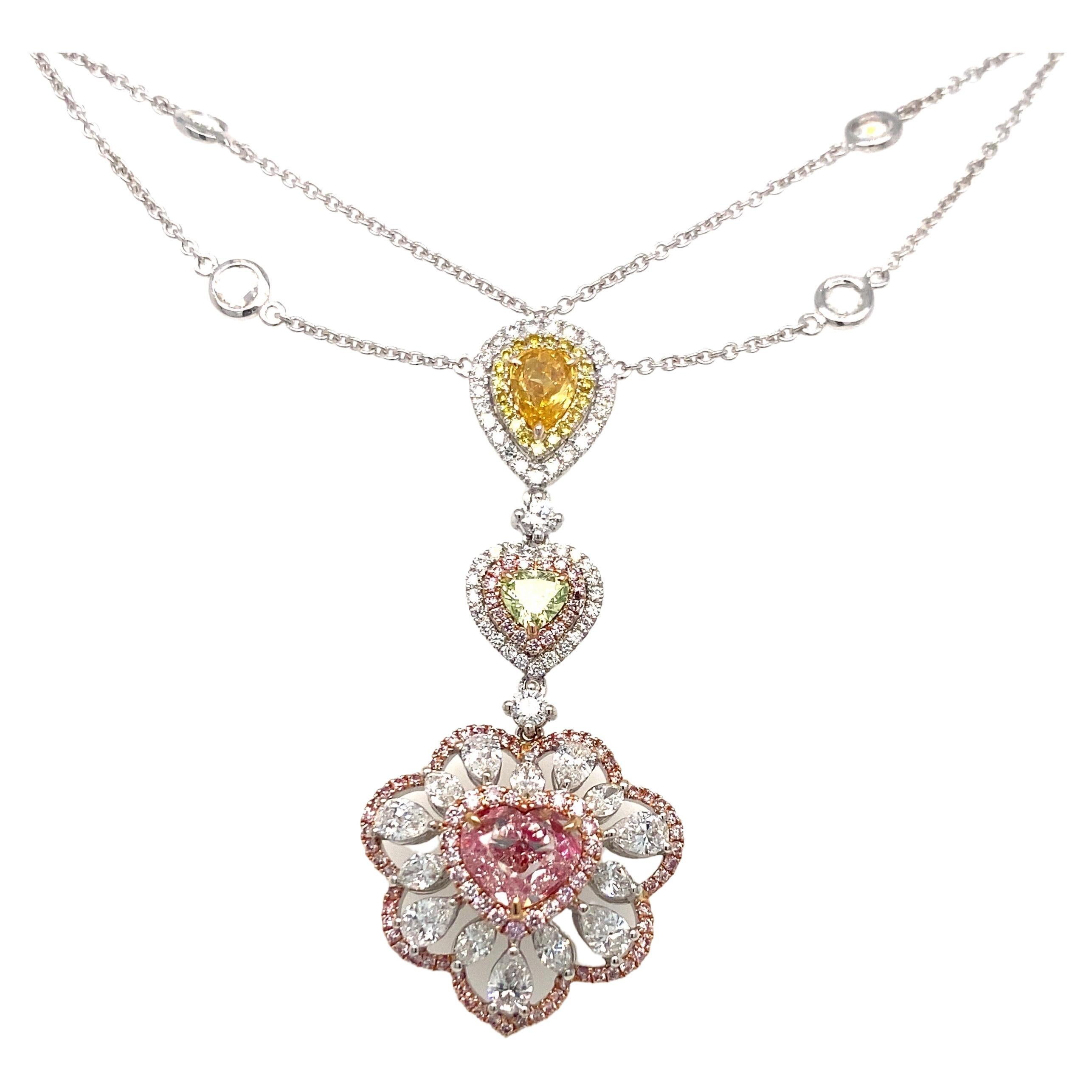 Emilio Jewelry Pink Diamond Heart Necklace  For Sale