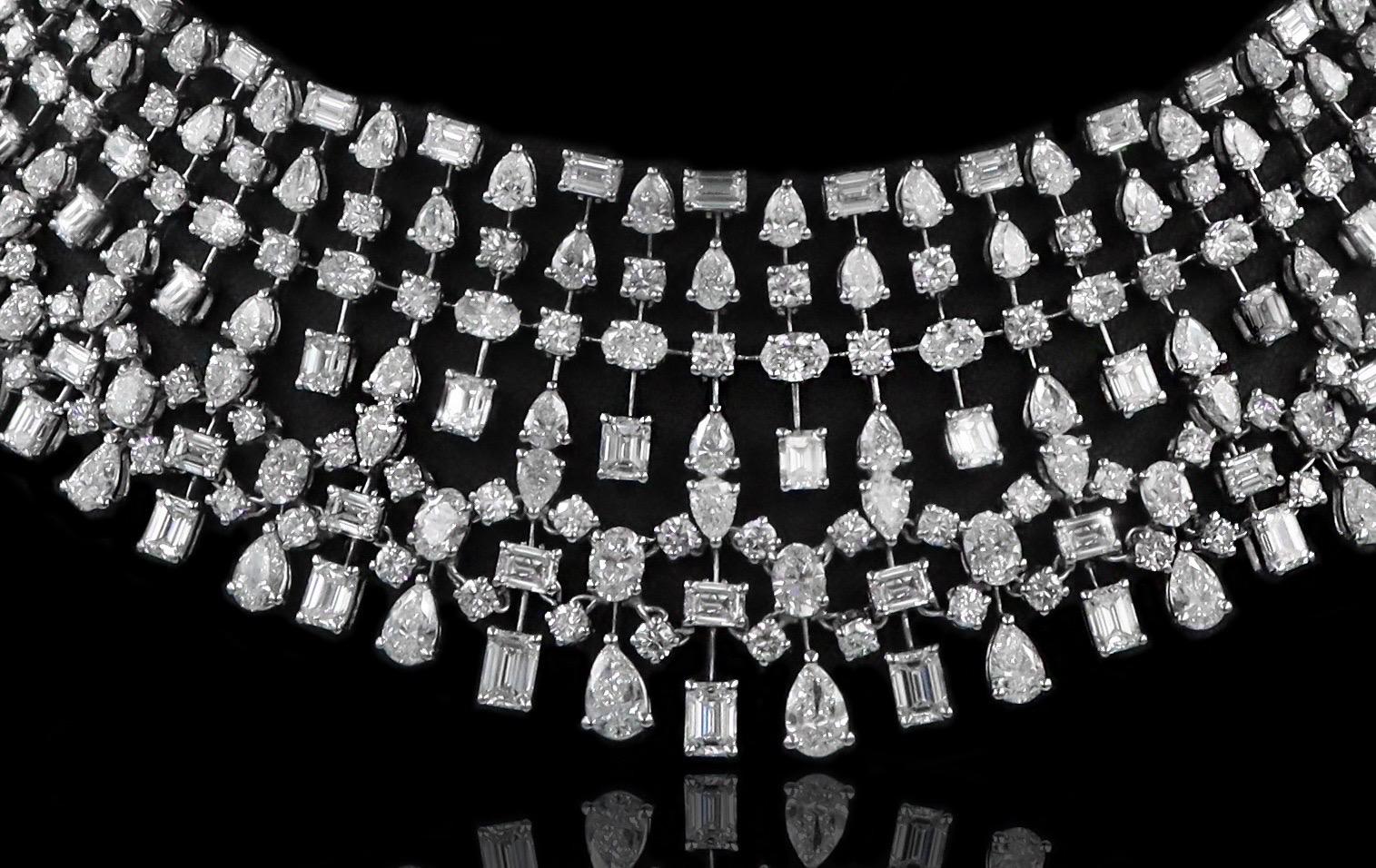 Emilio Jewelry Rote Teppich-Diamant-Halskette (Marquiseschliff) im Angebot