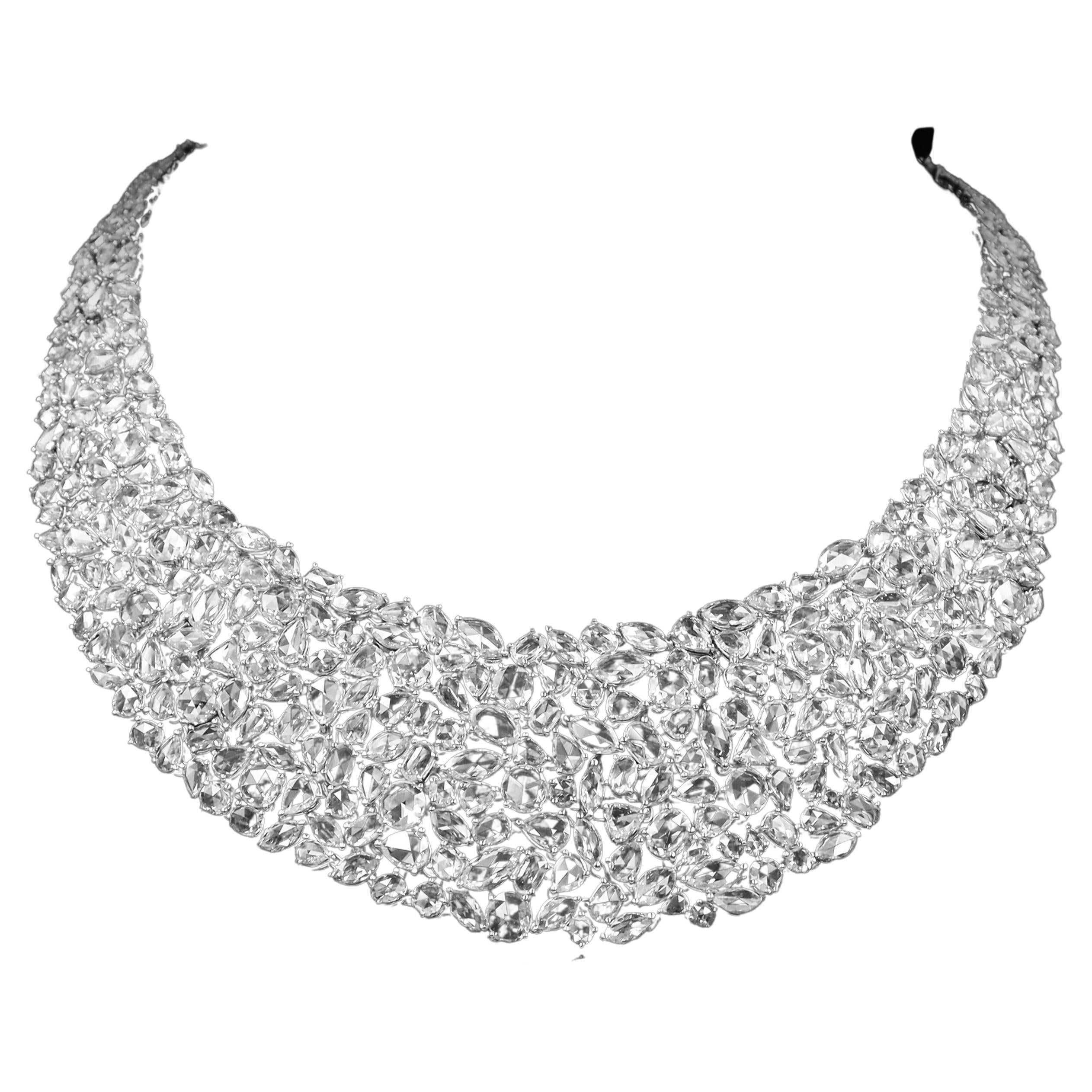 Emilio Jewelry Rose Cut Diamond Necklace  For Sale