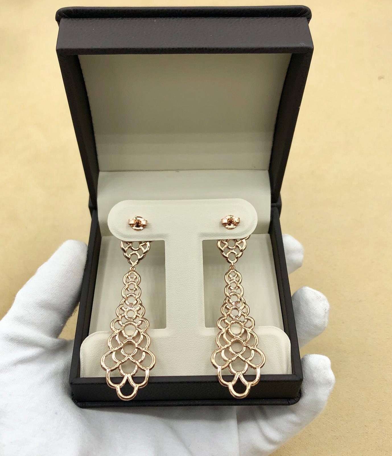 Emilio Jewelry Rose Gold Dangling Earring In New Condition In New York, NY