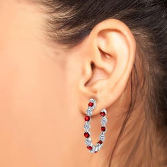 Emilio Jewelry Ruby Diamond Hoop Earrings